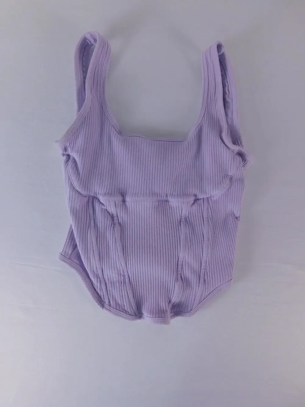 PINK Victoria's Secret Bodysuit Womens S Purple Ribbed Knit Shaping Tank Top